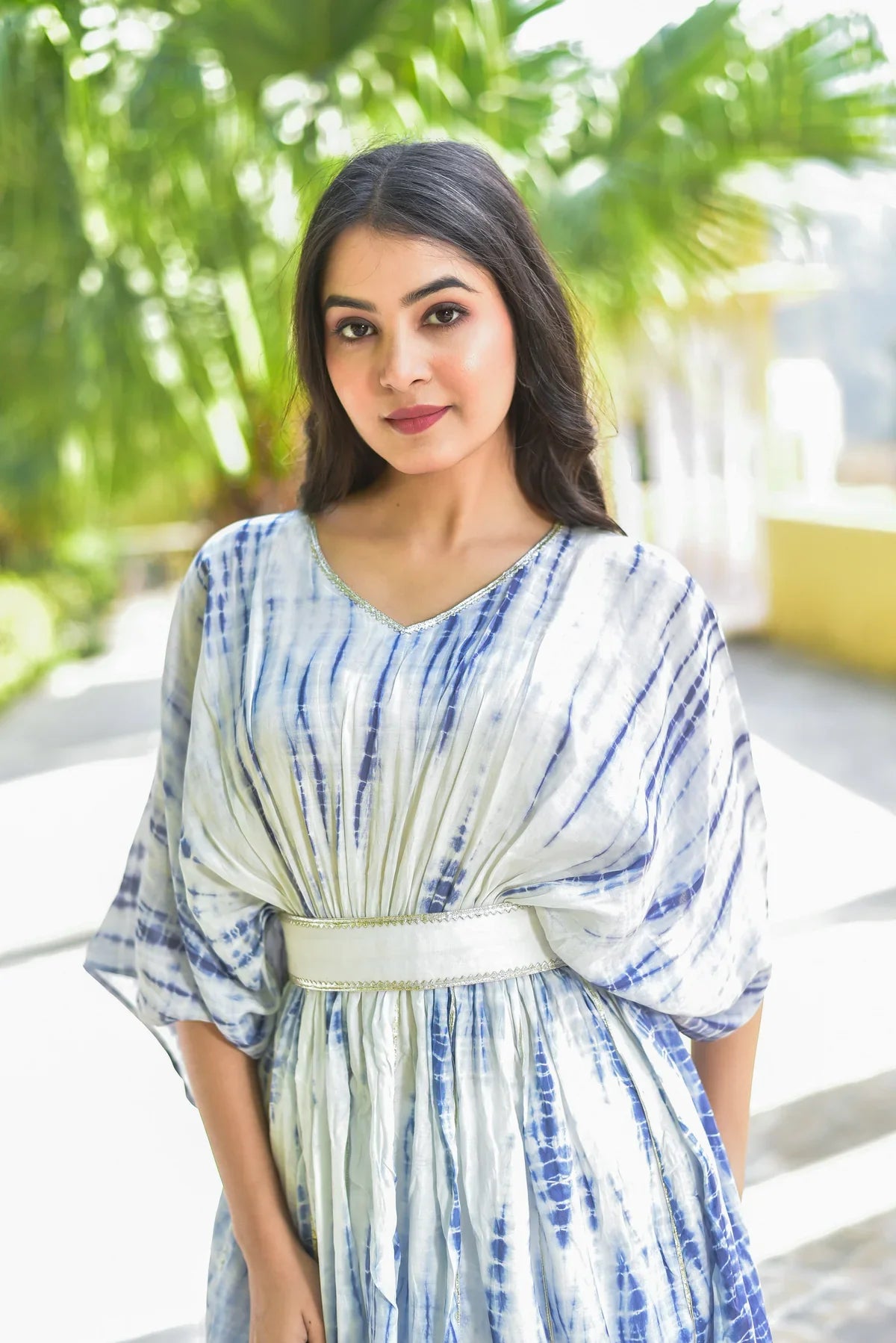 The Indigo Cloud Shibori Kaftan Set - Kaftan Dress