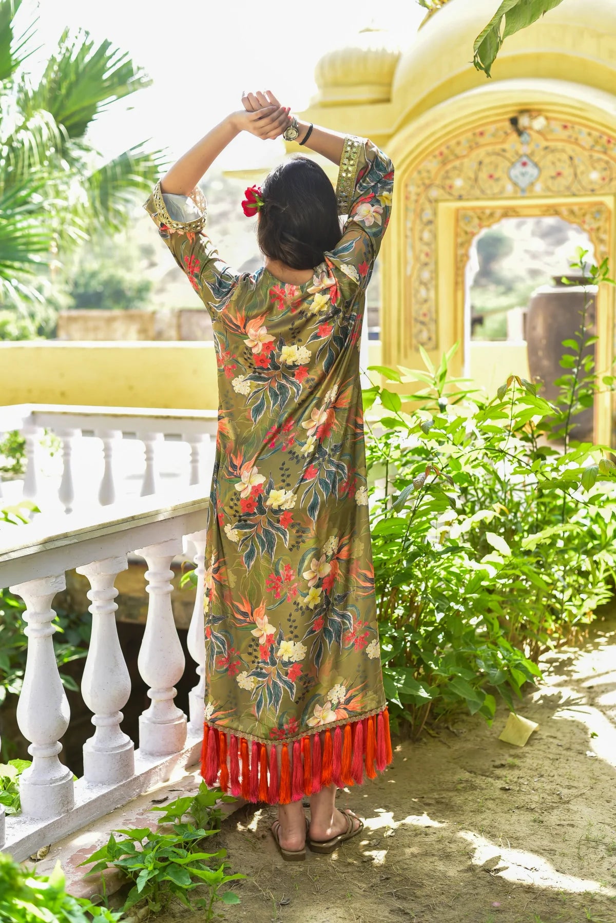 Olive Gala Afghani Dress View 11 - Designer Ethnic Wear