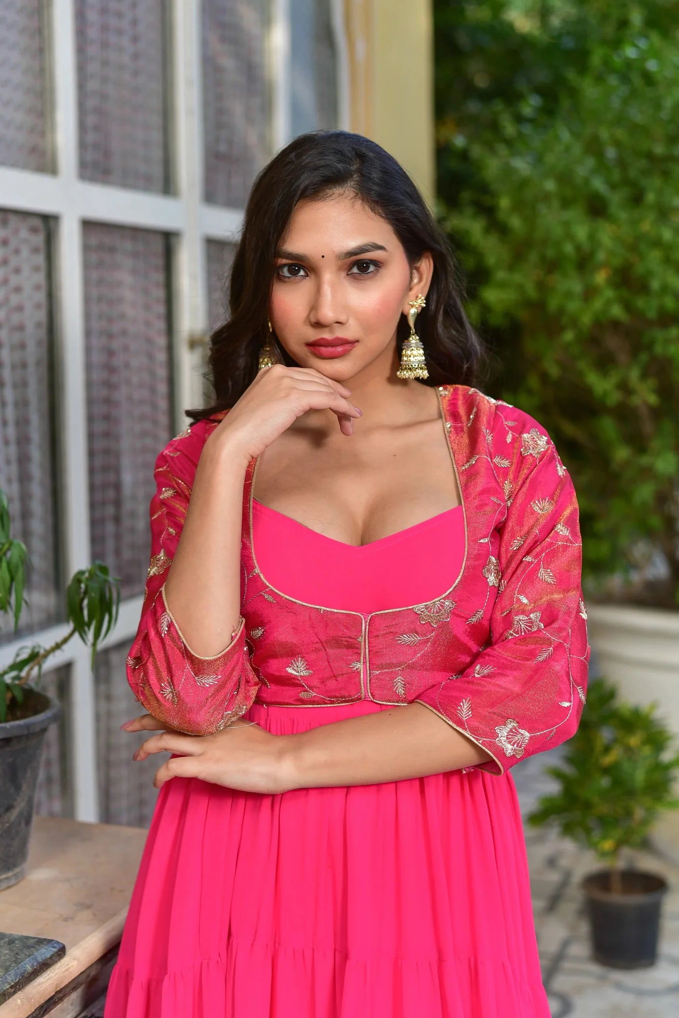 Pink Stunning Tired Dress With Jacket