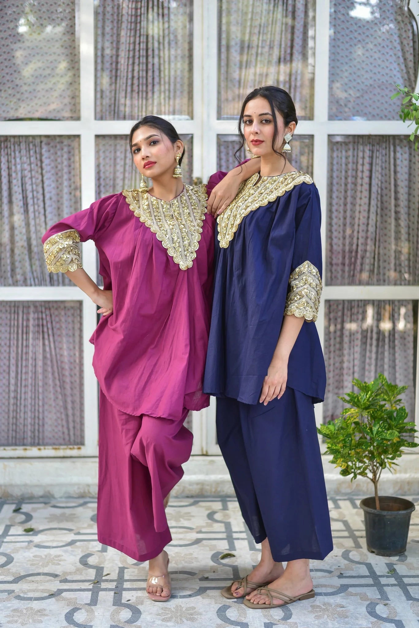 Blueberry Gold Glaze Co-Ord Set - Luxury Fashion by Saroj Jain - View 6