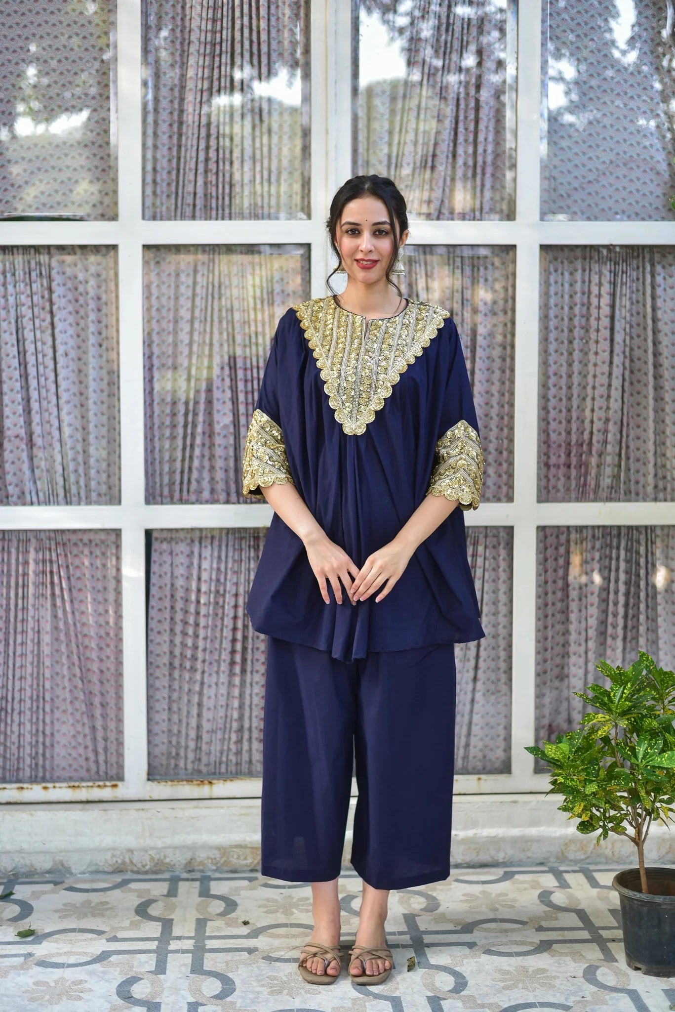Blueberry Gold Glaze Co-Ord Set - Luxury Fashion by Saroj Jain - View 8