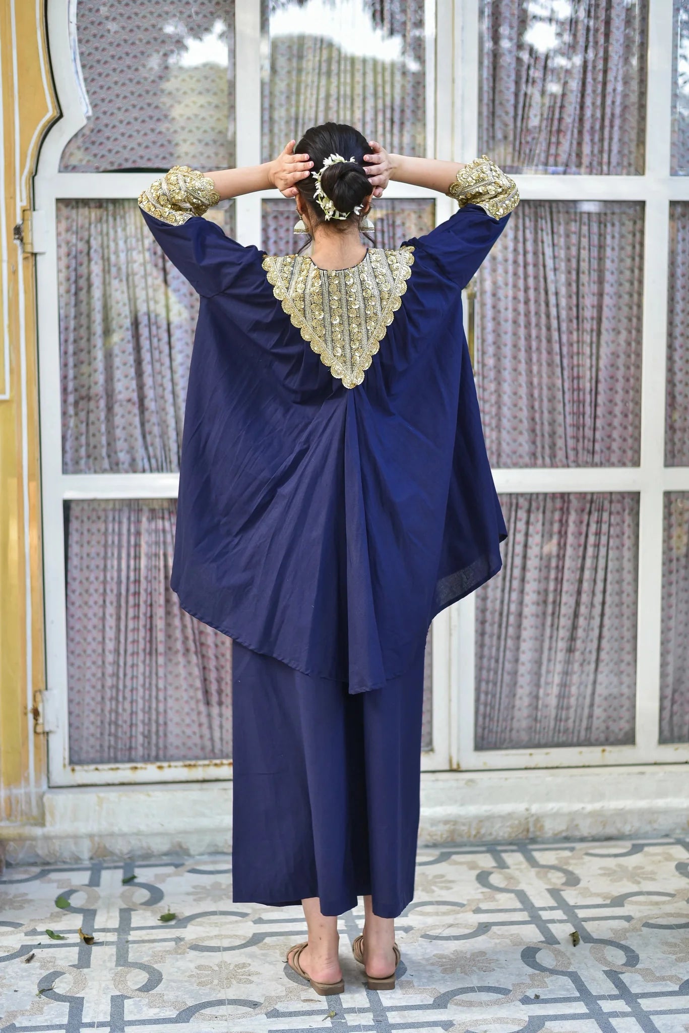 Blueberry Gold Glaze Co-Ord Set - Luxury Fashion by Saroj Jain - View 5