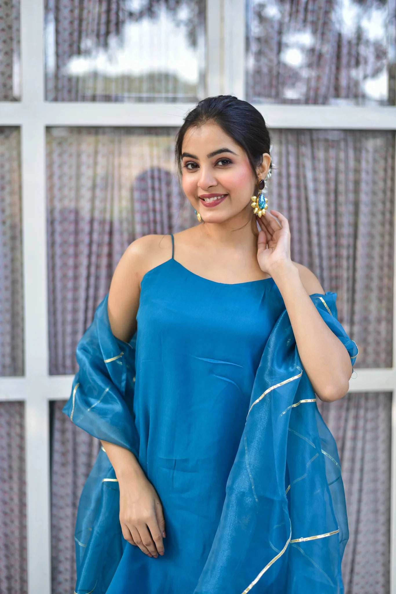 Teal Blue Kurta Sharara Set