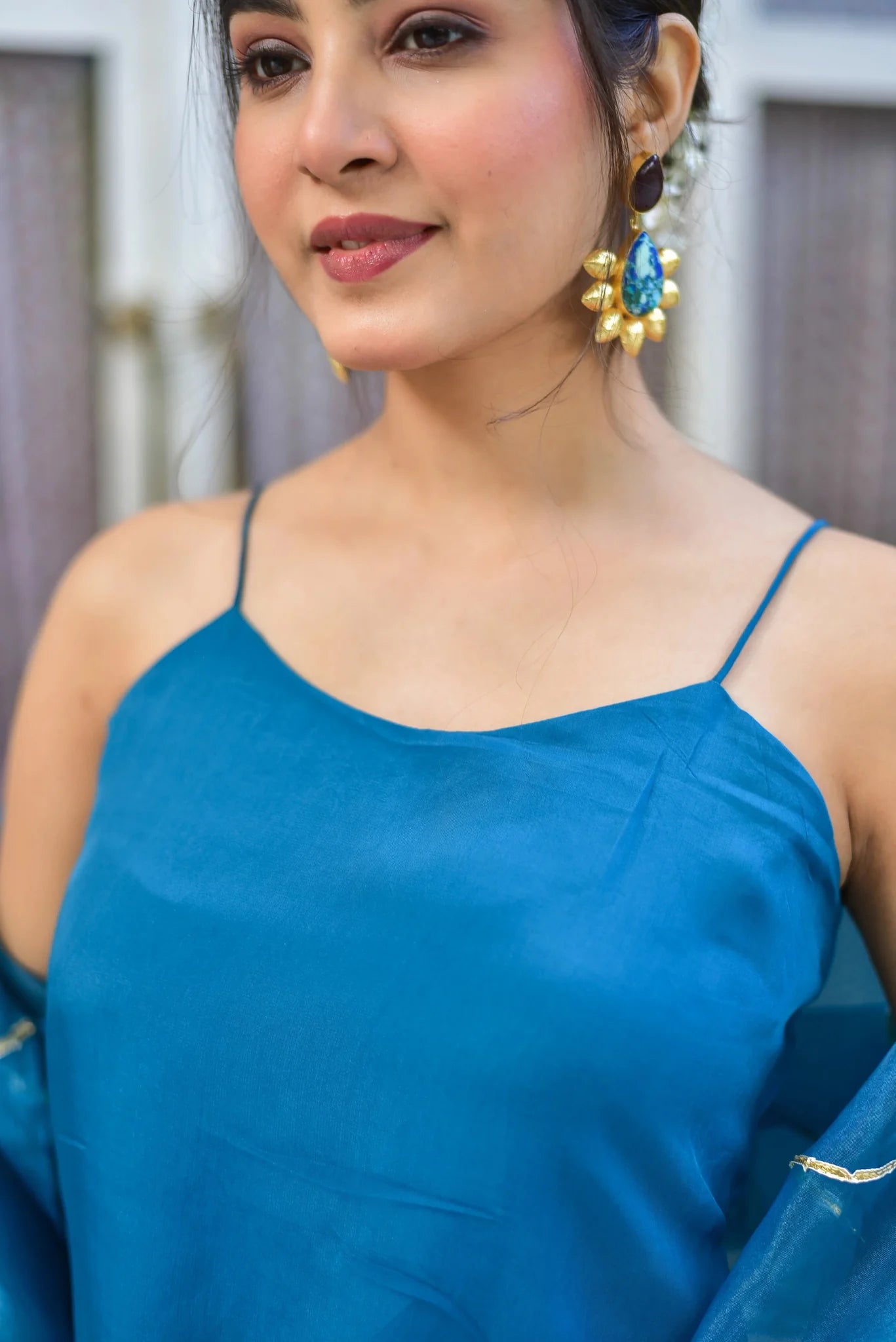 Teal Blue Kurta Sharara Set