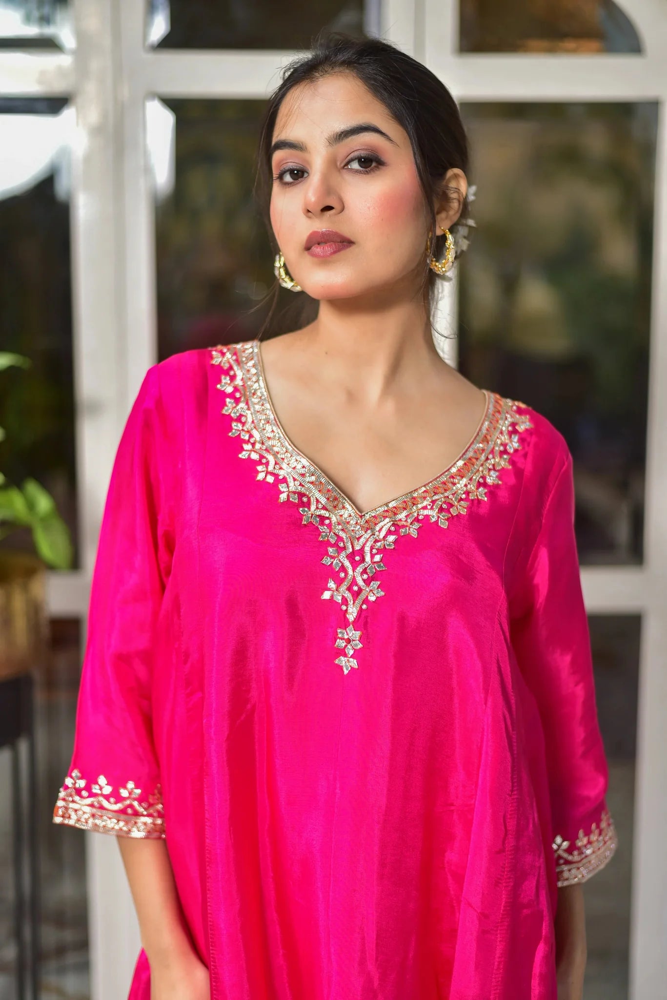Rani Pink Punjabi Style Kurta & Dhoti Set