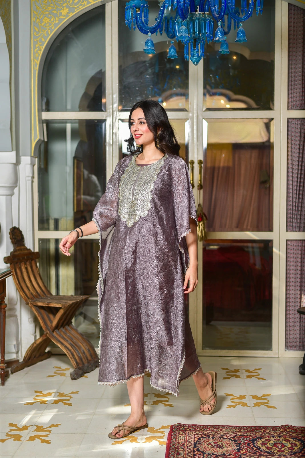 Effortless Elegance in Lavender Luxe Embroidered Kaftan Dress

This stunning kaftan dress is crafted from premium moss organza, ensuring a luxurious feel and elegant structure. The sophisticated lavender tone exudes regal charm, making this piece a statement for your wardrobe.
