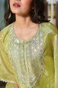 Pastel Green Luxe Embroidered Kaftan Dress