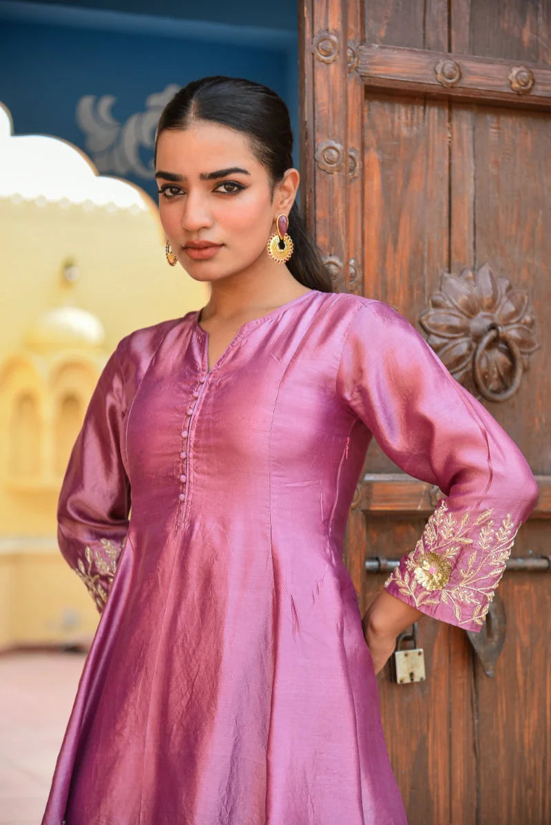 Dark Mauve Heavy Embroidery Co-Ord Set