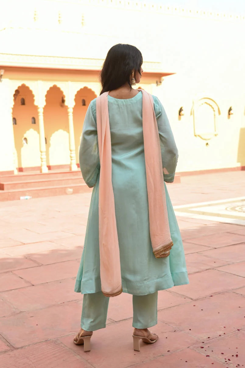 Sea Green Embroidery Kurta Set