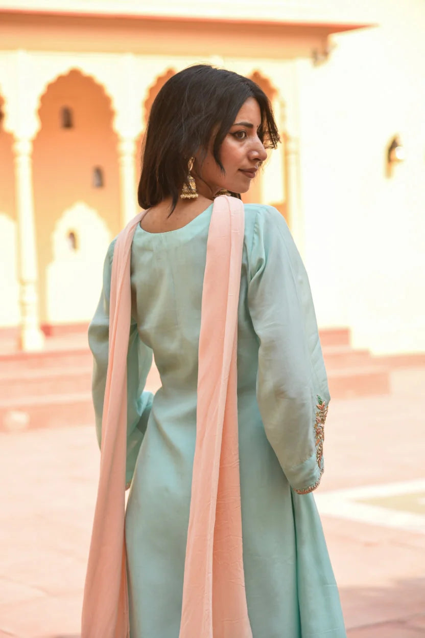 Sea Green Embroidery Kurta Set