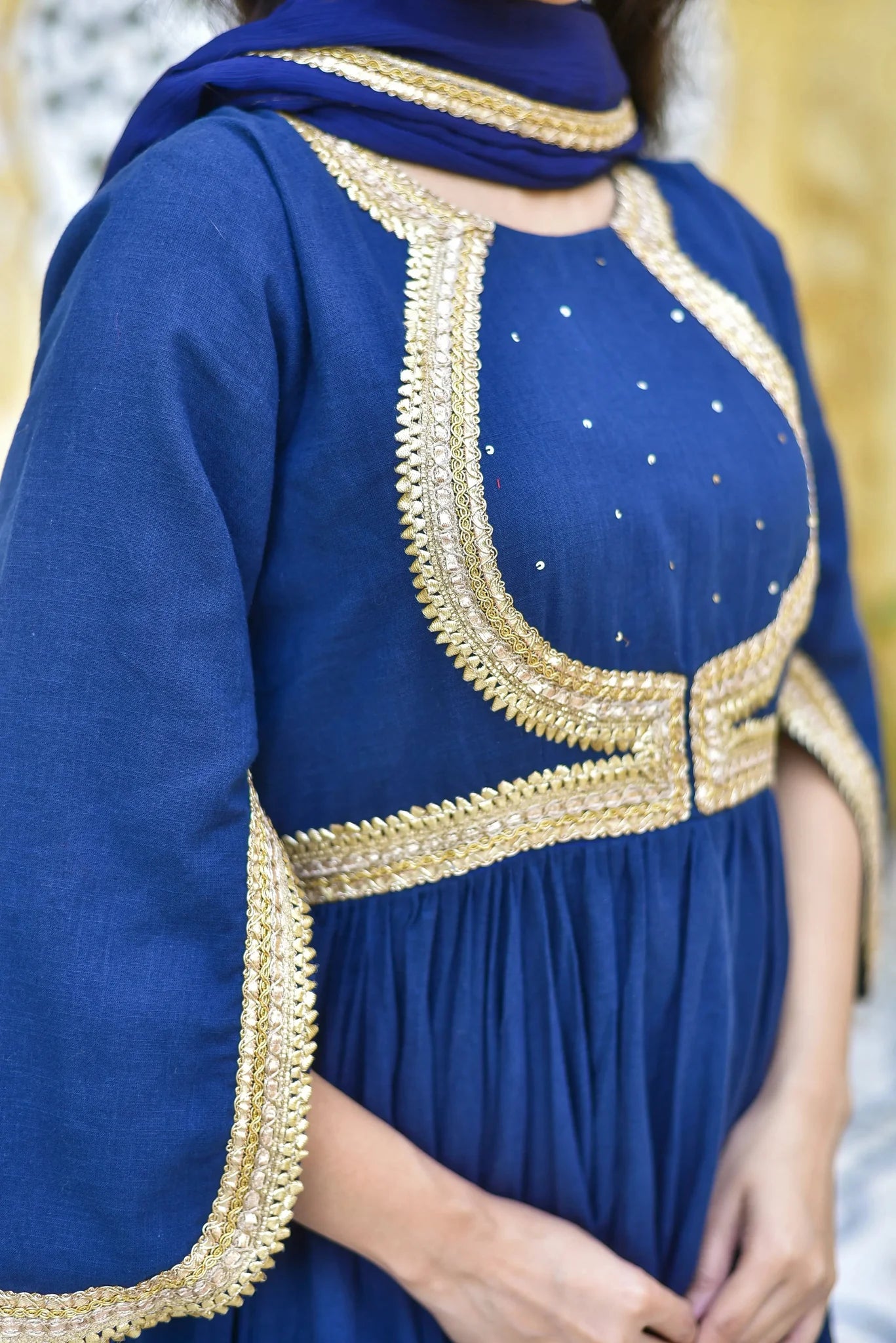 Blue Mastani Anarkali Set - Luxury Fashion by Saroj Jain - View 4