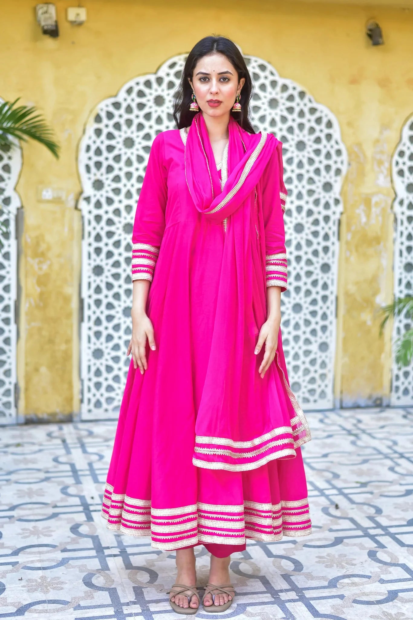 Rani Pink Anarkali Set