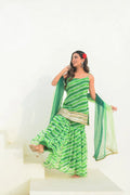 Green Leheriya Kurta Sharara Set
