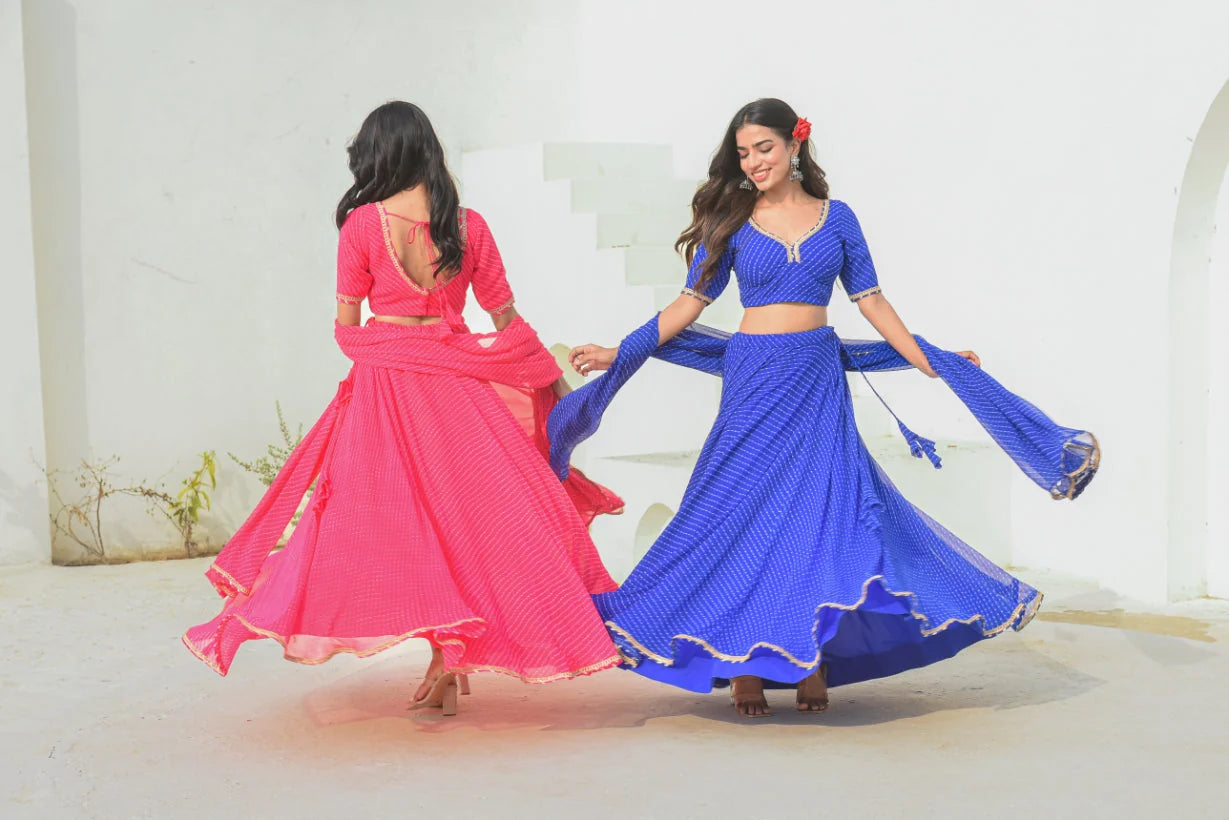 Pink Mothada Umbrella Lehenga Set