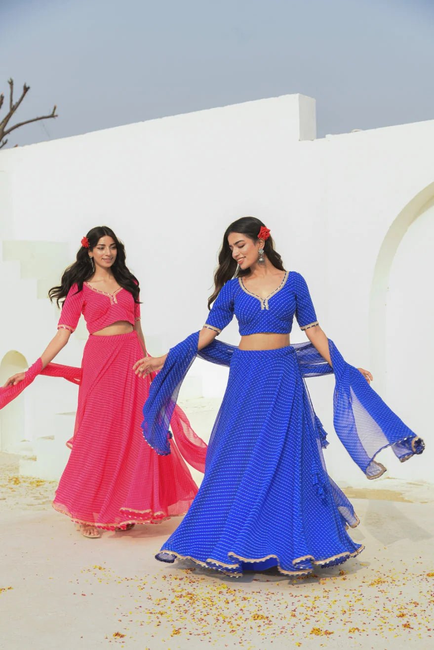 Pink Mothada Umbrella Lehenga Set