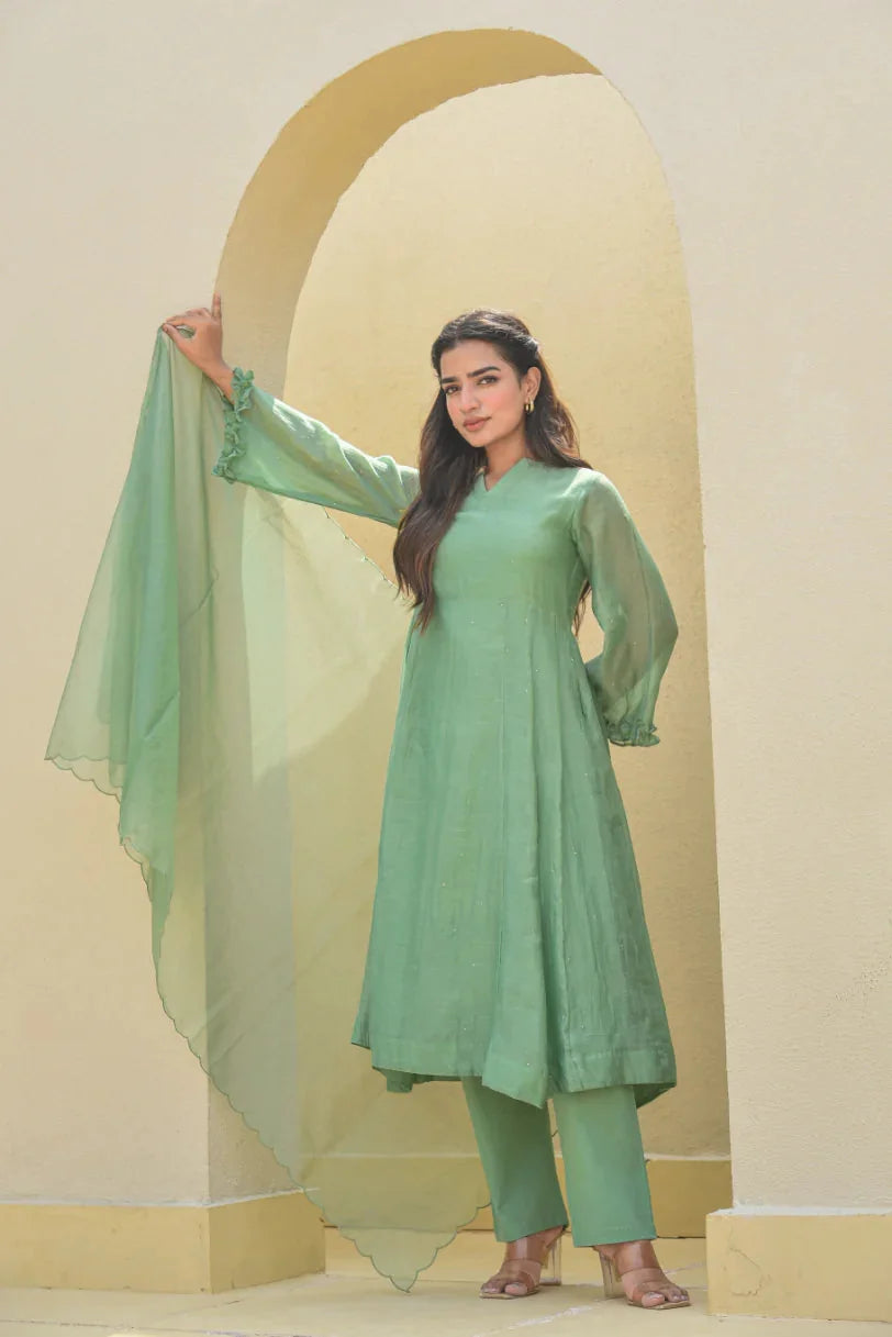 Mukesh Work A-line Kurta Set