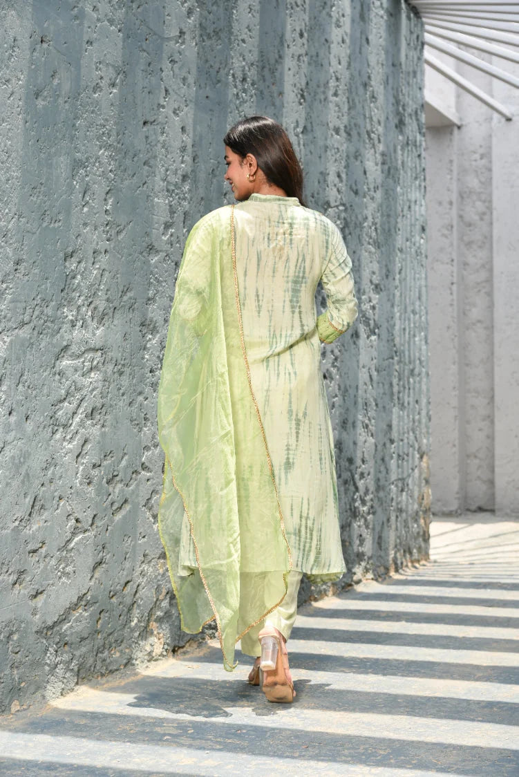 Green Shibori Kurta Set