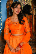 Orange Heavy Embroidery  Lehenga Set