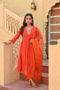 Crimson Red Chanderi Silk Kurta Set