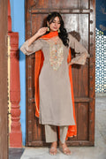 Taupe Grey Straight Kurta Set