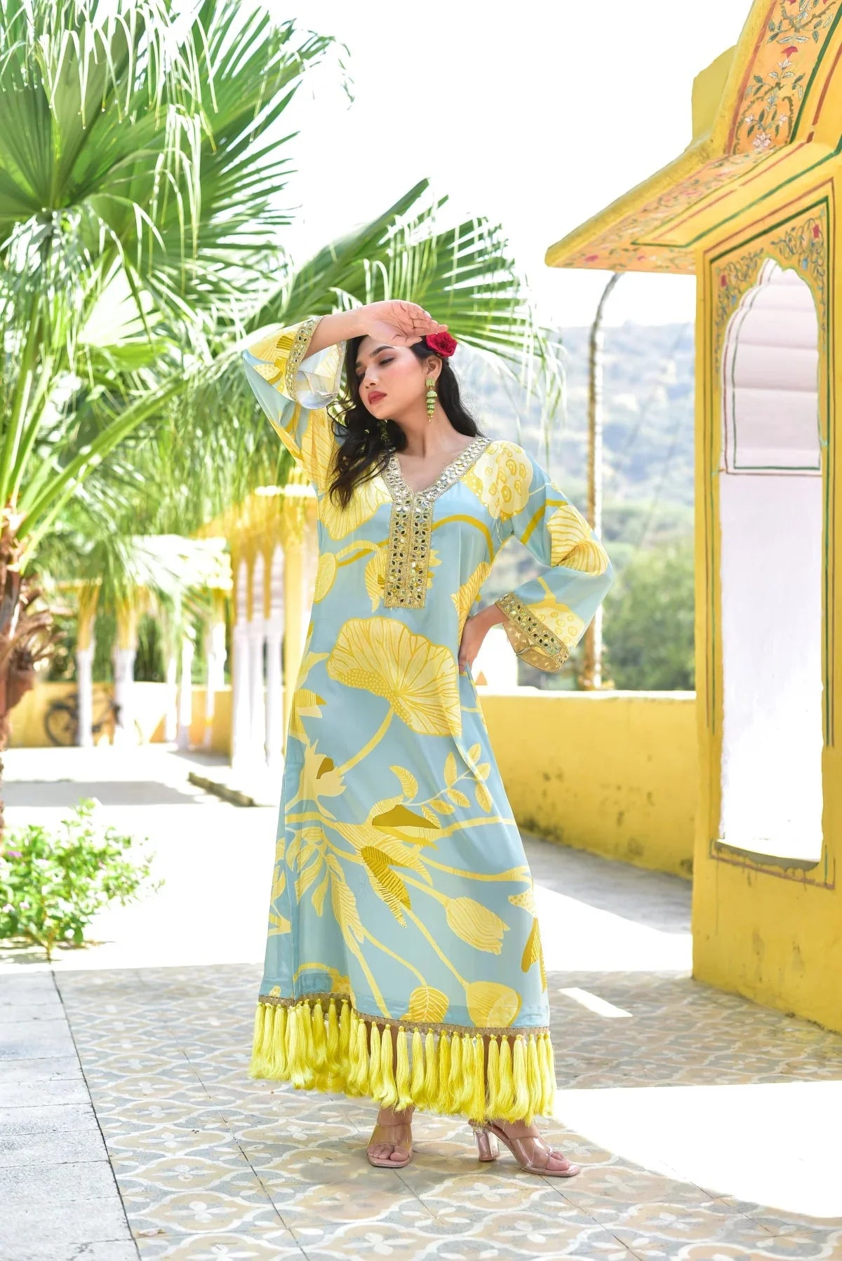 Lemon Gala Afghani Dress