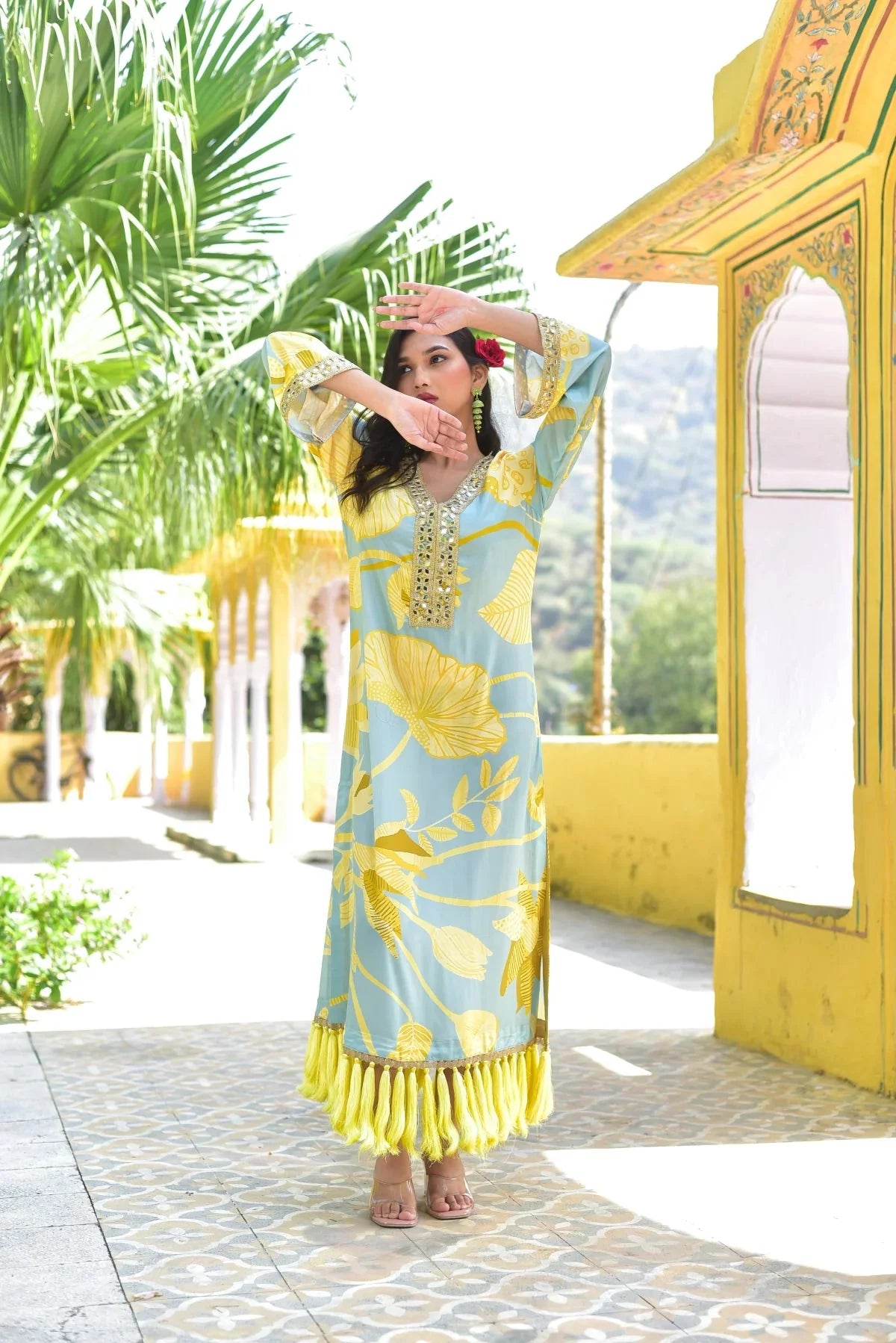 Lemon Gala Afghani Dress