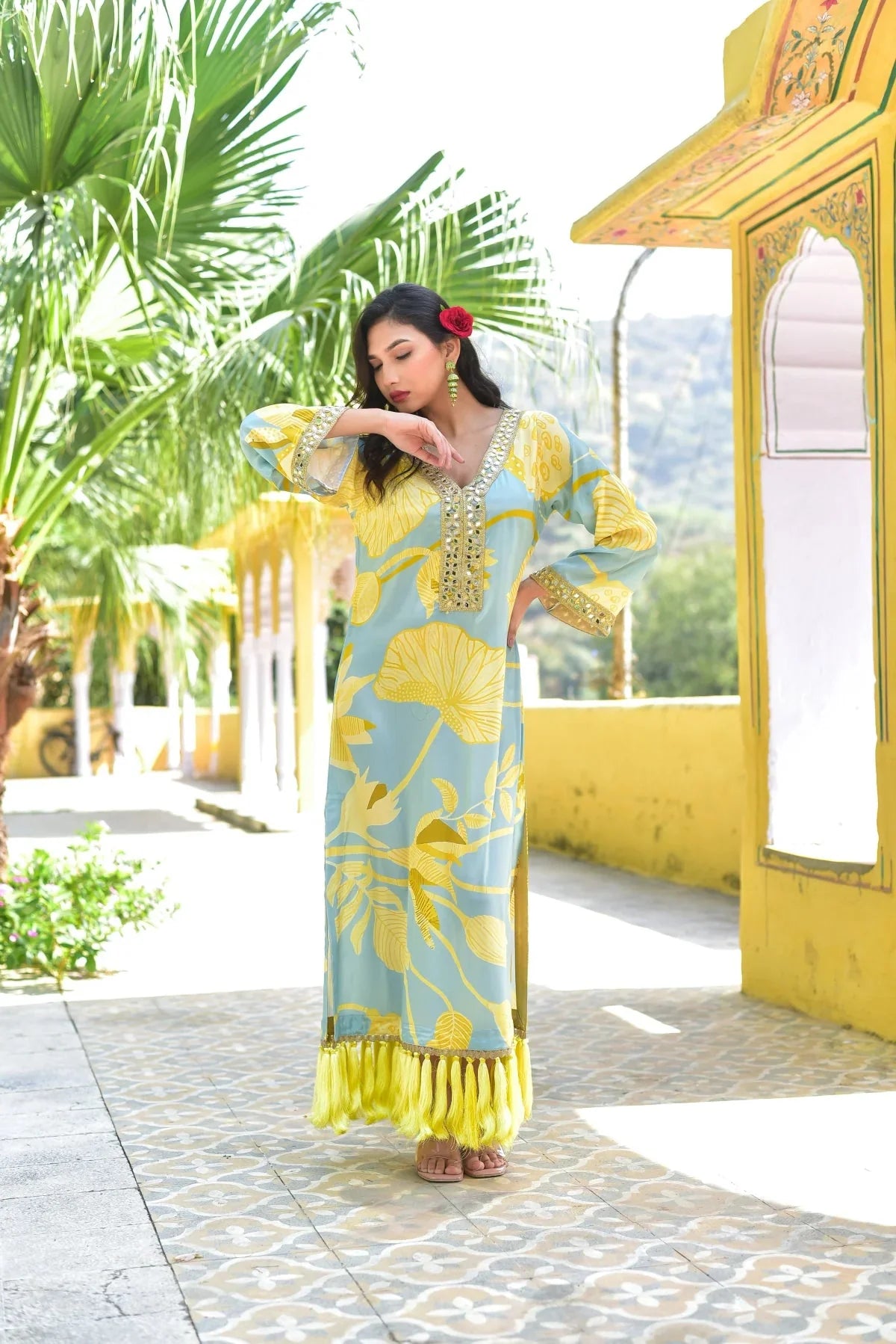 Lemon Gala Afghani Dress
