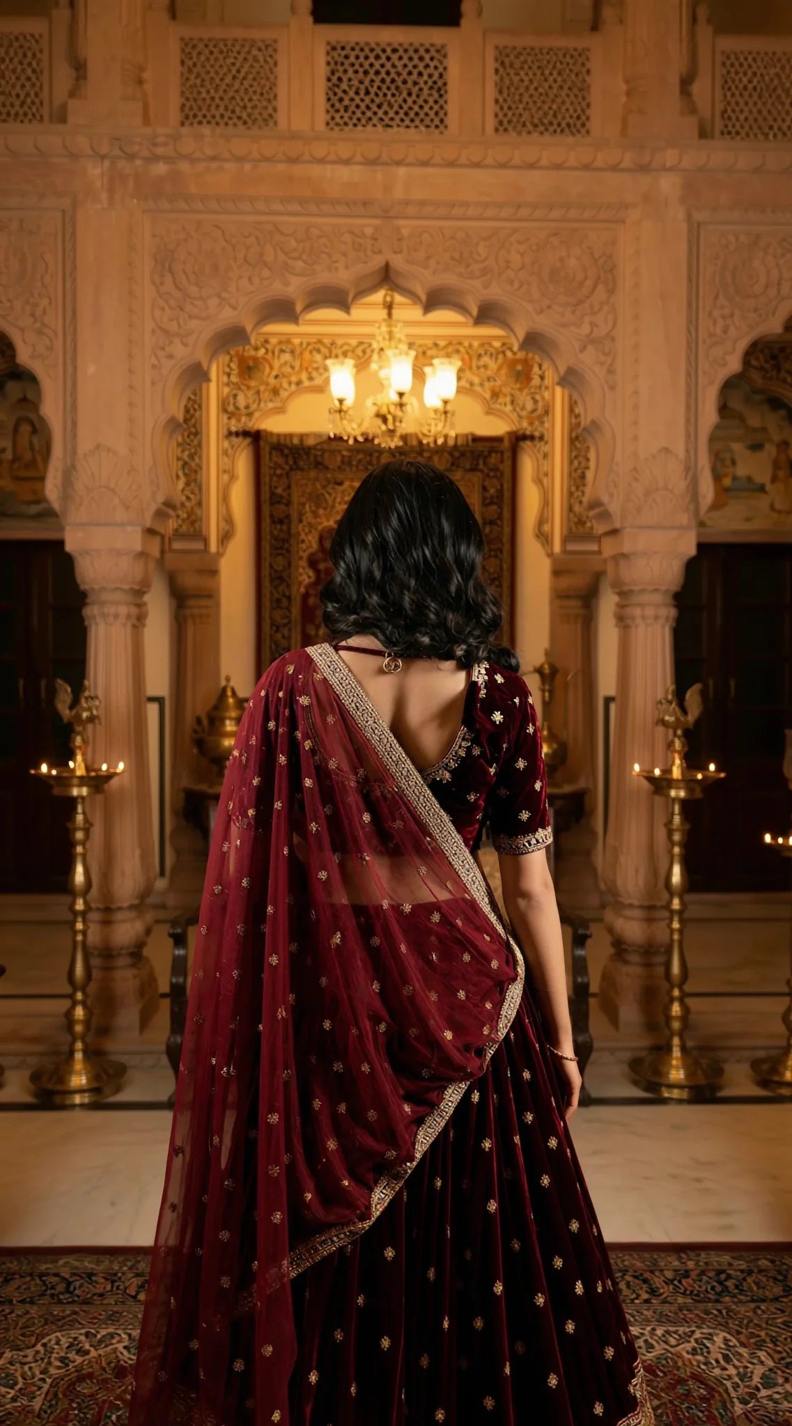 Velvet Lehenga Set