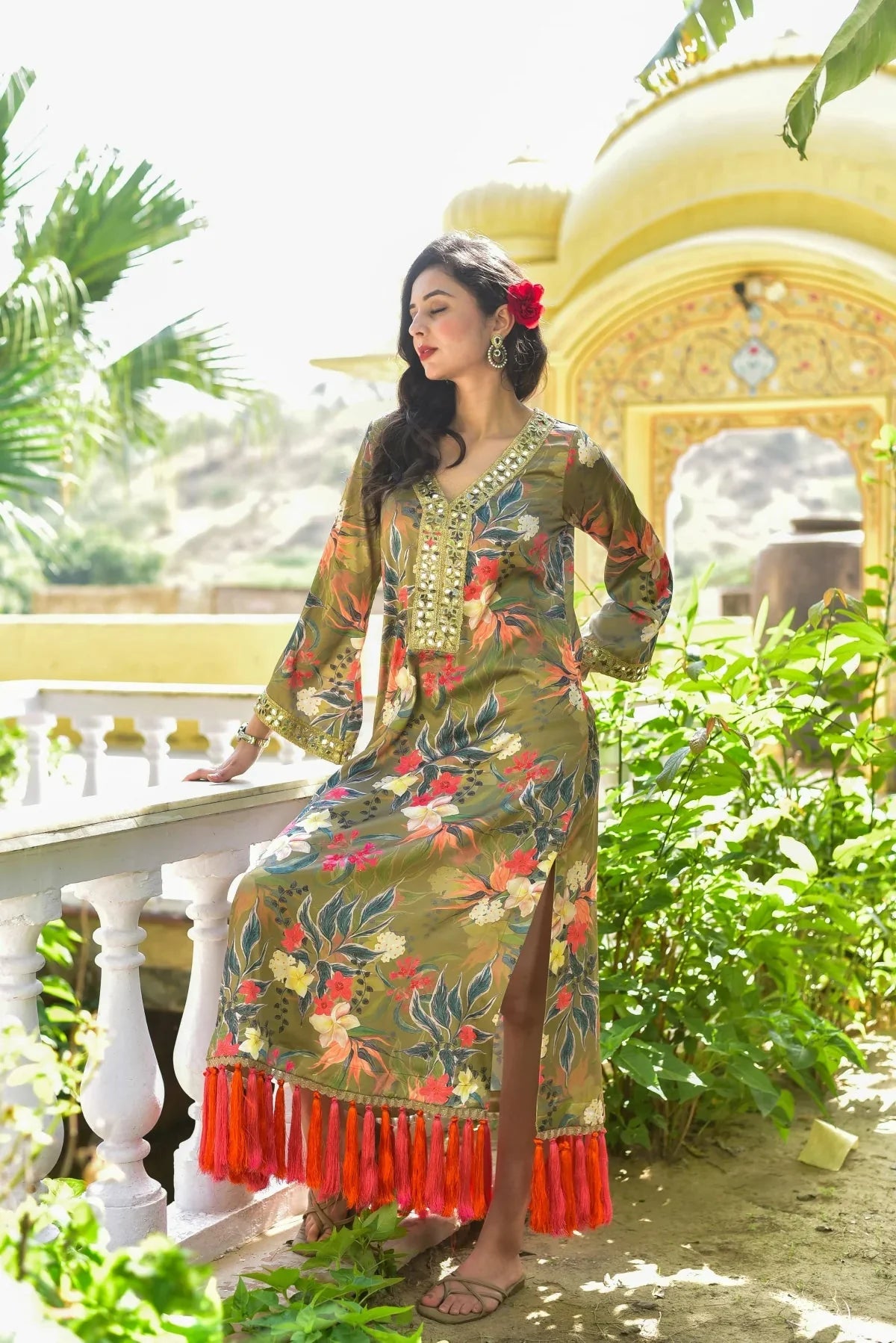 Olive Gala Afghani Dress