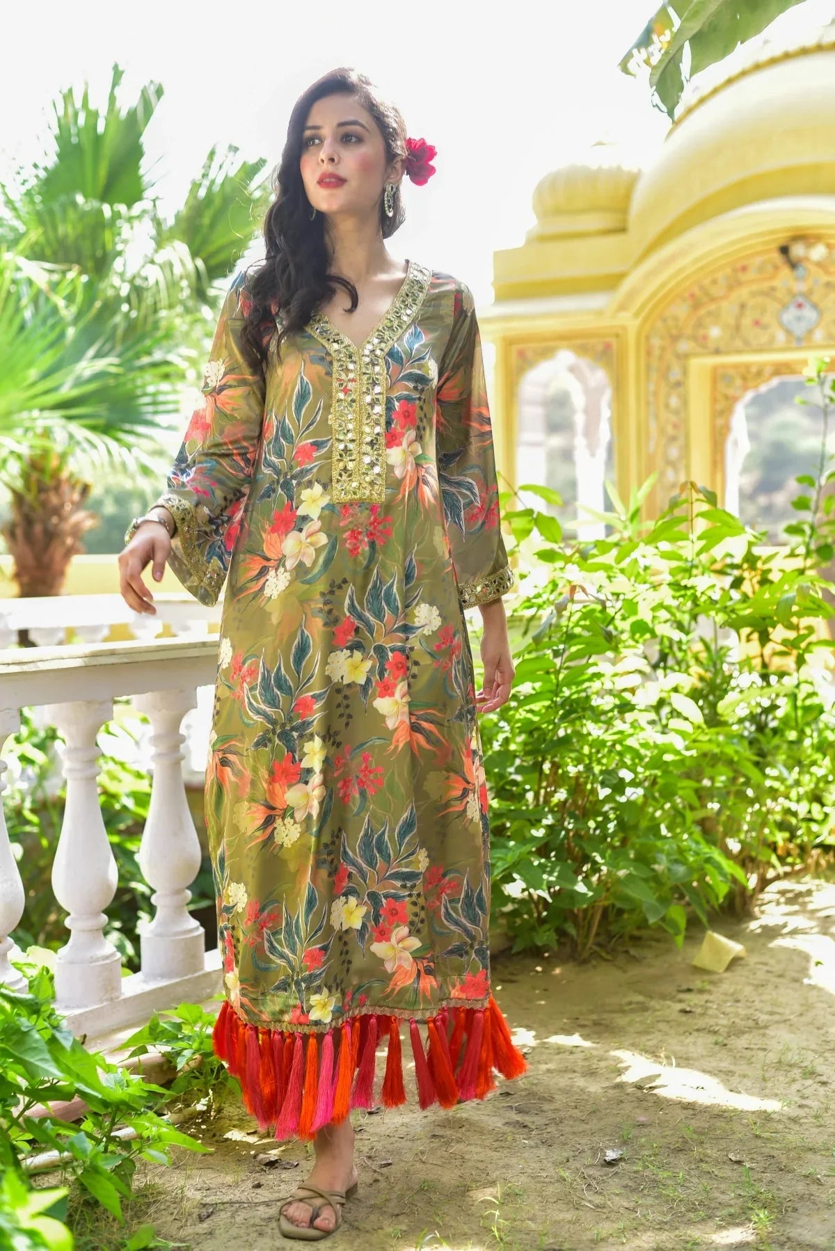 Olive Gala Afghani Dress