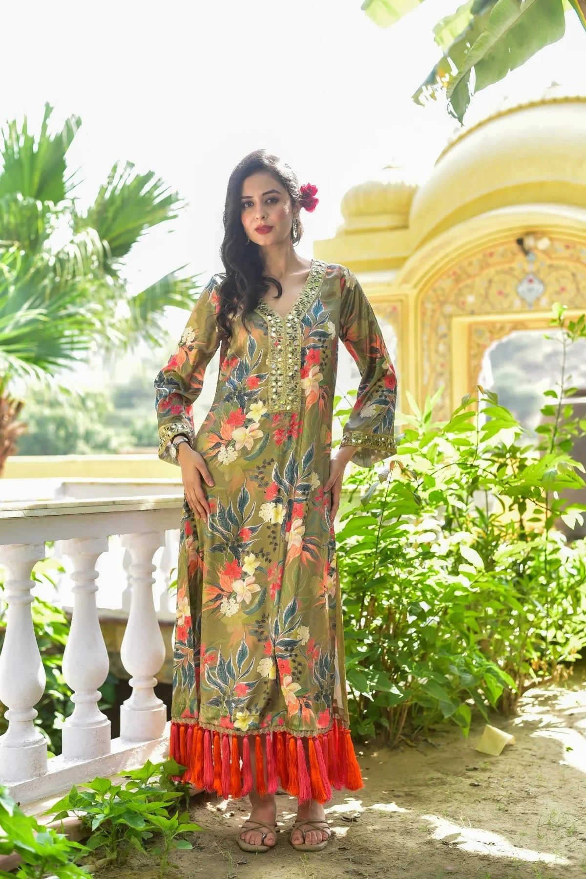 Olive Gala Afghani Dress