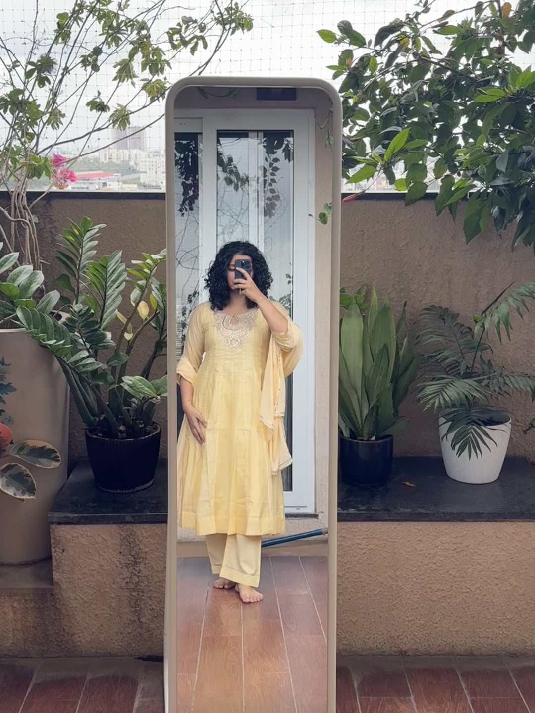 Saroj Jain Pastel Sunshine Yellow Lucknowi Chikankari Anarkali Gown Video